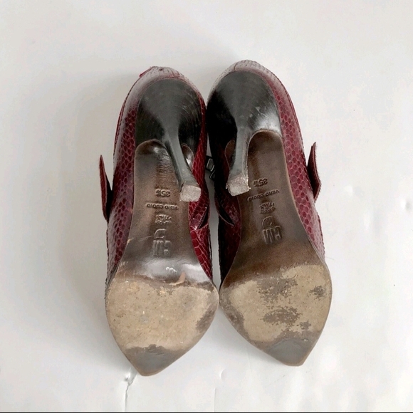 Claudio Merazzi Burgundy/Red Leather Point Toe Buckle Booties 35.5/5.5 Italy - Picture 12 of 12